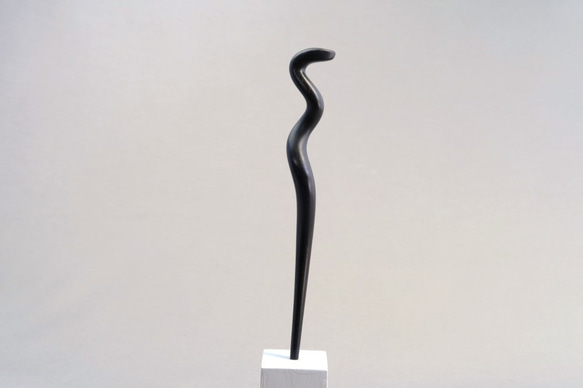 木簪 蛇のかんざし(Ｍサイズ)  木製ABW/アフリカンブラックウッド  防水 5枚目の画像