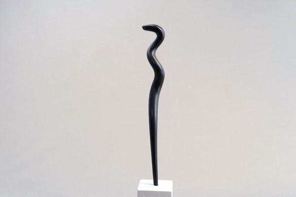 木簪 蛇のかんざし(Ｍサイズ)  木製ABW/アフリカンブラックウッド  防水 6枚目の画像