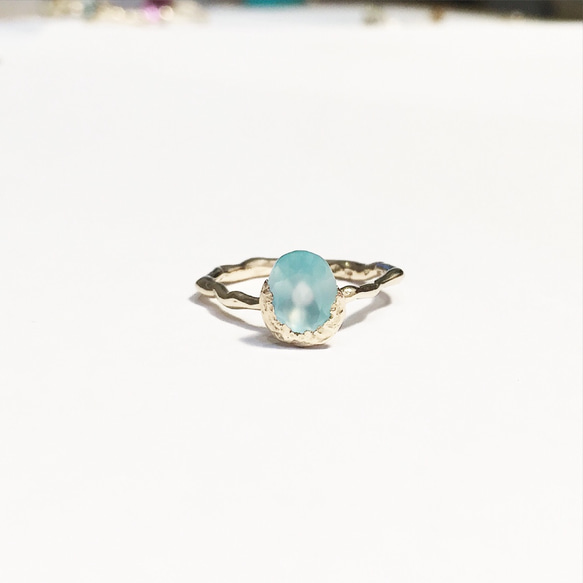 水珠意象指環「海藍玉髓」 第2張的照片
