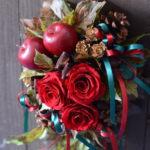 プリザーブドフラワー クリスマス 壁掛け りんご おしゃれ【完成品