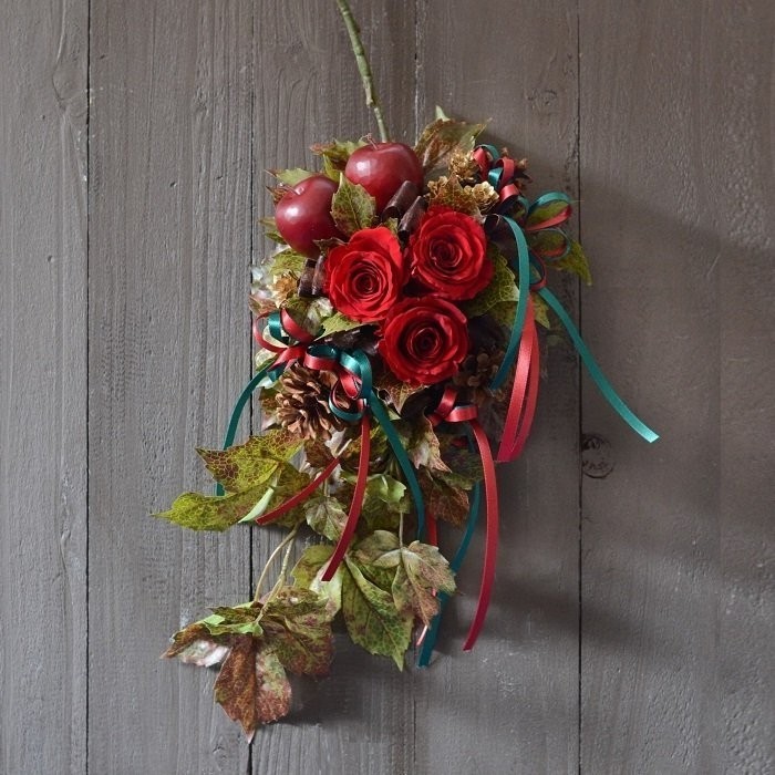 プリザーブドフラワー 手作りキット　クリスマス 壁掛け りんご おしゃれ