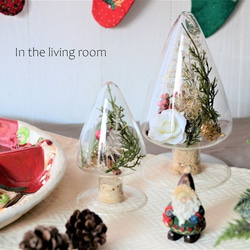 人気いつも飾れる　卓上ツリー ガラスツリー ミニ　造花　カウンター テーブル お洒落　シンプル　クリスマスツリー　 4枚目の画像