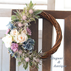 リース 完成品 アンティークカラー クレッセントリース 玄関リース