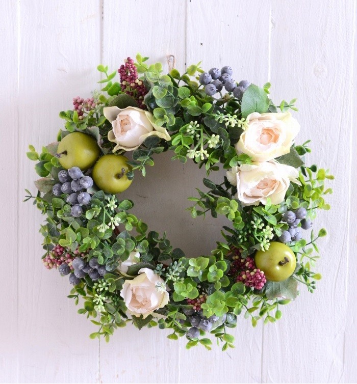 完成商品　ベリーがたっぷり♪人気のリース　ベリーベリーリース　玄関リース　造花リース　ウェルカムリース