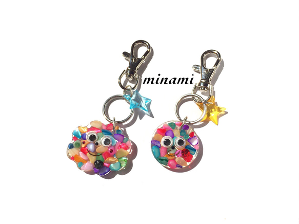 ★714★にゃんこ玉パフュームチャーム キョロキョロ目玉ちゃんのカラフルチャーム バッグチャーム