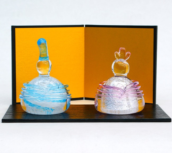 びーどろお雛様 屏風・台付（BE-PR-07）ガラス 雛祭り ひな人形 節句