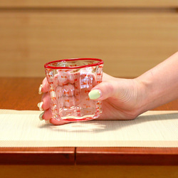 縄文ロック（赤） （肥前びーどろ 宙吹きガラス） グラス 焼酎 お祝い プレゼント 4枚目の画像