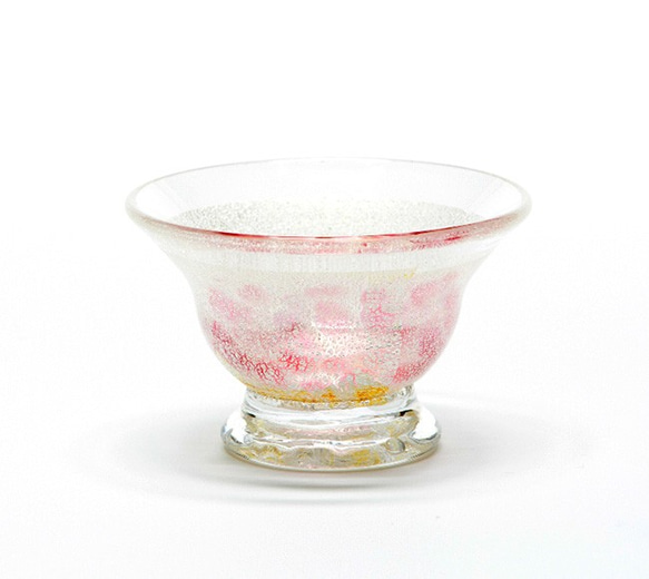 銀彩千代口スキ（ピンク）（肥前びーどろ 宙吹き ガラス） 日本酒 グラス おちょこ 盃 冷酒 2枚目の画像