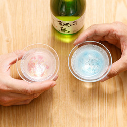 銀彩千代口スキ（ピンク）（肥前びーどろ 宙吹き ガラス） 日本酒 グラス おちょこ 盃 冷酒 6枚目の画像