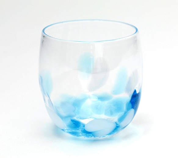 しずく型グラス 紫陽花　（肥前びーどろ　宙吹きガラス） グラス 水色 可愛い 2枚目の画像