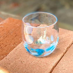 しずく型グラス 紫陽花　（肥前びーどろ　宙吹きガラス） グラス 水色 可愛い 5枚目の画像
