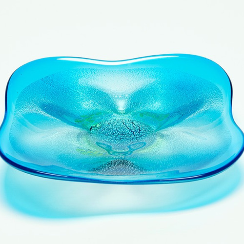 肥前びーどろ☆飾り皿 花器 大皿 日展作家 副島太郎作 金箔 レア 15万