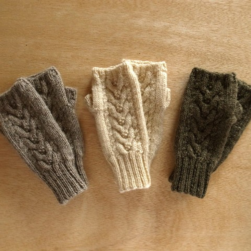 アルパカウールのアランハンドウォーマー・生成り○受注生産○ 手袋