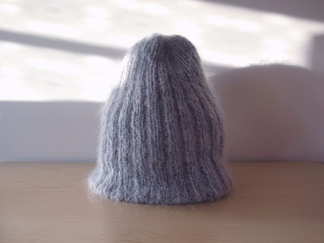 モヘアのリブ編みニット帽・グレー○受注生産○ ニット帽