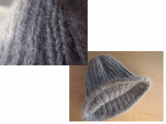 モヘアのリブ編みニット帽・グレー●受注生産● 5枚目の画像