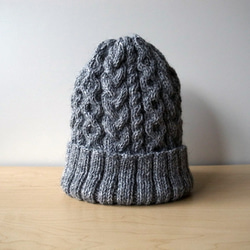 アランニット帽・グレー○受注生産○ ニット帽・ビーニー Lanka