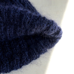 モヘアのリブ編みニット帽・ネイビー 3枚目の画像