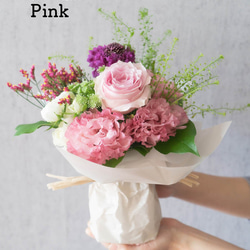 そのまま飾れる 人気のピンク色が心を癒すピンクカラーブーケ Lサイズ
