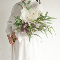 7月の誕生花 百合のクラッチブーケ【Bouquet】アーティシャルフラワー
