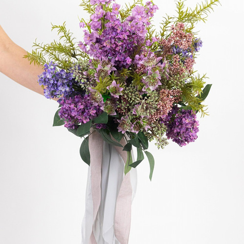 赤紫のライラックブーケ パープル 造花 ウエディング 前撮り 二次会