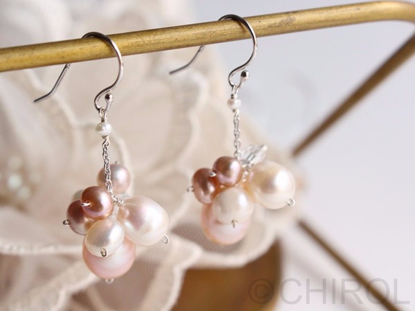 にぎやかな 淡水パール ピアス/ SV925