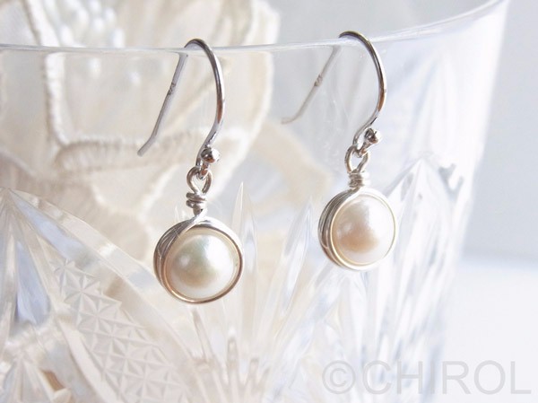 シンプル アコヤパール ピアス/ SV925