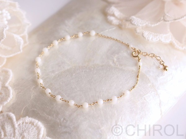 ・白サンゴ (シーバンブー) カット ブレスレット・/14kgf