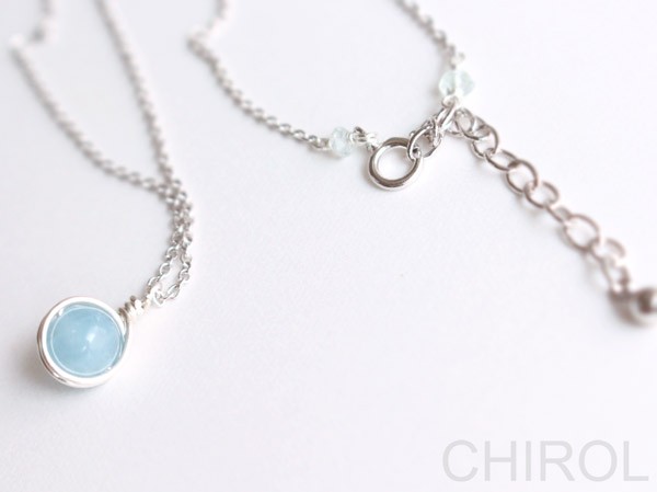 シンプル アクアマリン ネックレス/ SV925