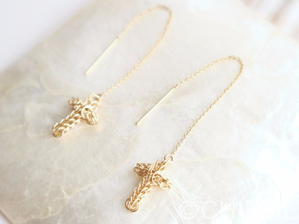 クロス ピアス/ 14kgf