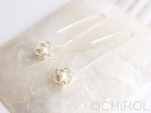 淡水パール お花ゆらゆらピアス/SV925