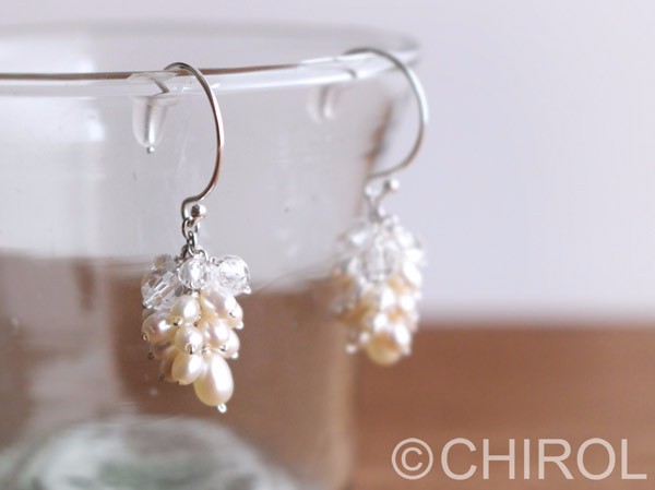 ＊ 淡水パール と クォーツ のピアス＊/ SV925