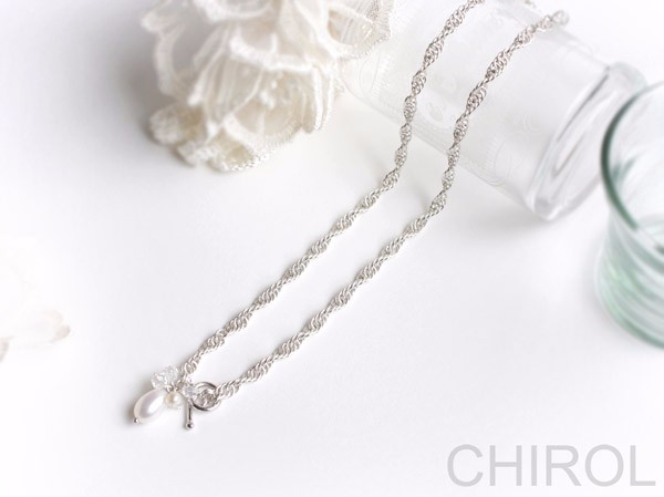 淡水パール と 水晶の チェーン ネックレス/ SV925【送料無料】