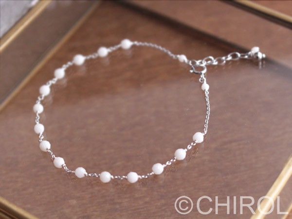 ・白サンゴ (シーバンブー) カット ブレスレット・/ SV925