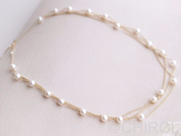淡水パール の 3連ステーション ネックレス /14kgf ネックレス