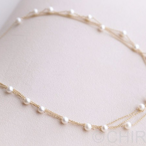 淡水パール の 3連ステーション ネックレス /14kgf ネックレス