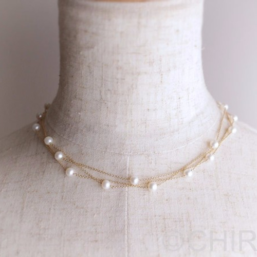 淡水パール の 3連ステーション ネックレス /14kgf ネックレス
