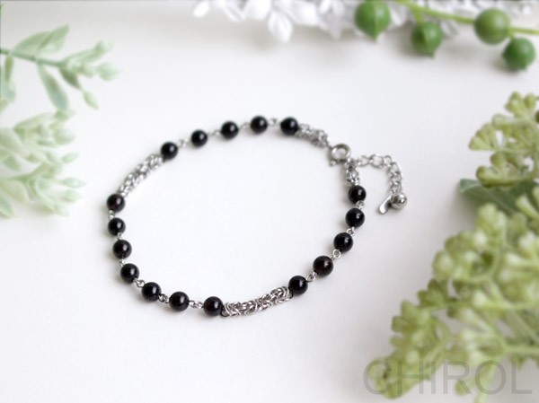 黒水晶  ブレスレット/ サージカルステンレス