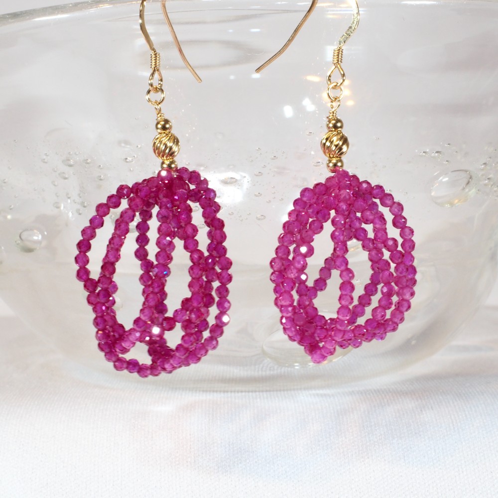 K14GF☆合成ルビー☆プルプルピアス