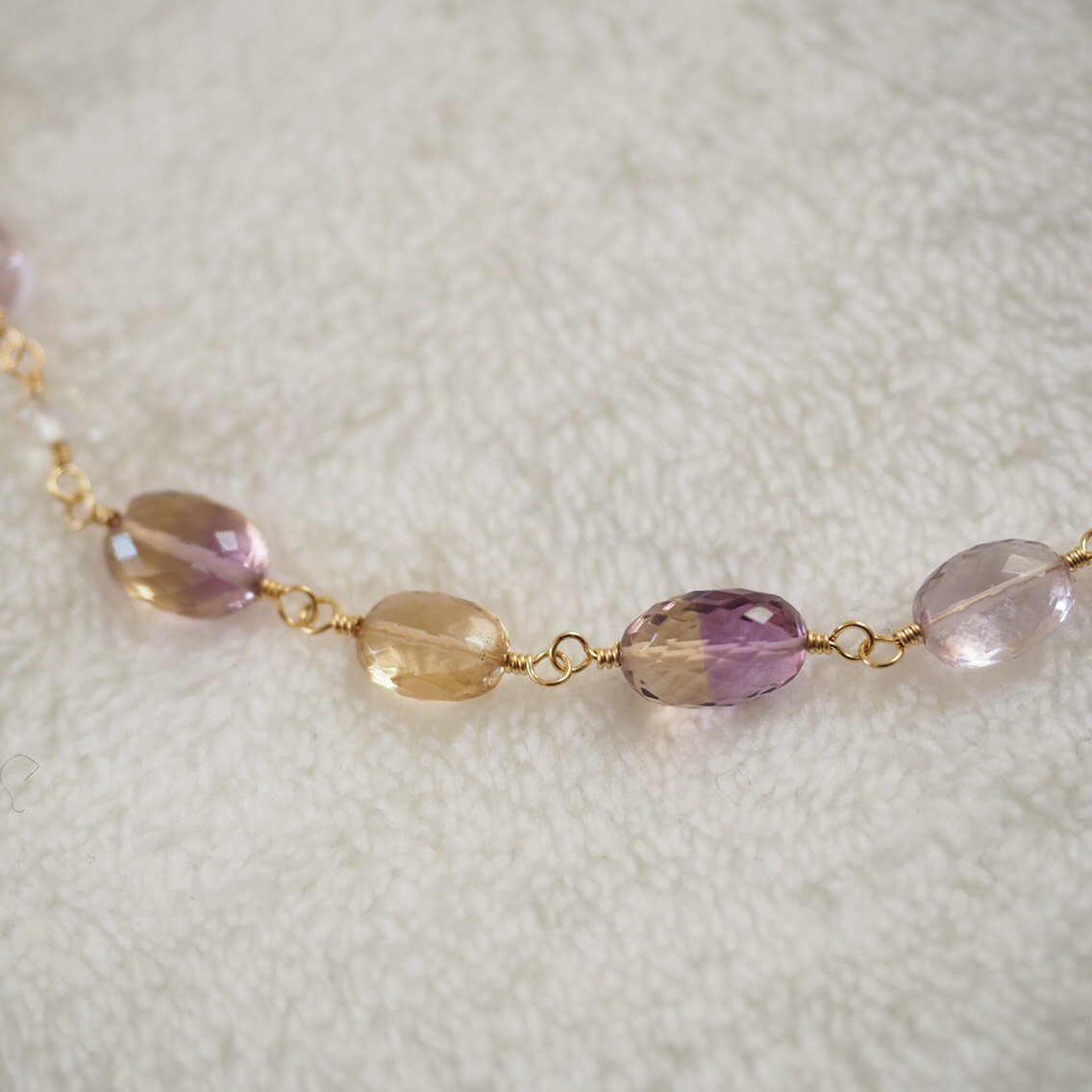 14KGF 宝石質アメトリン＆アメシスト＆シトリンのネックレス