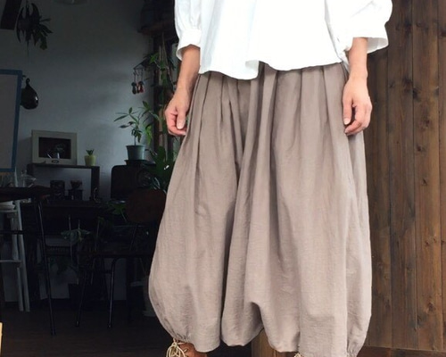 受注制作＞リネン・コットン＊＊スカート風サルエルパンツ