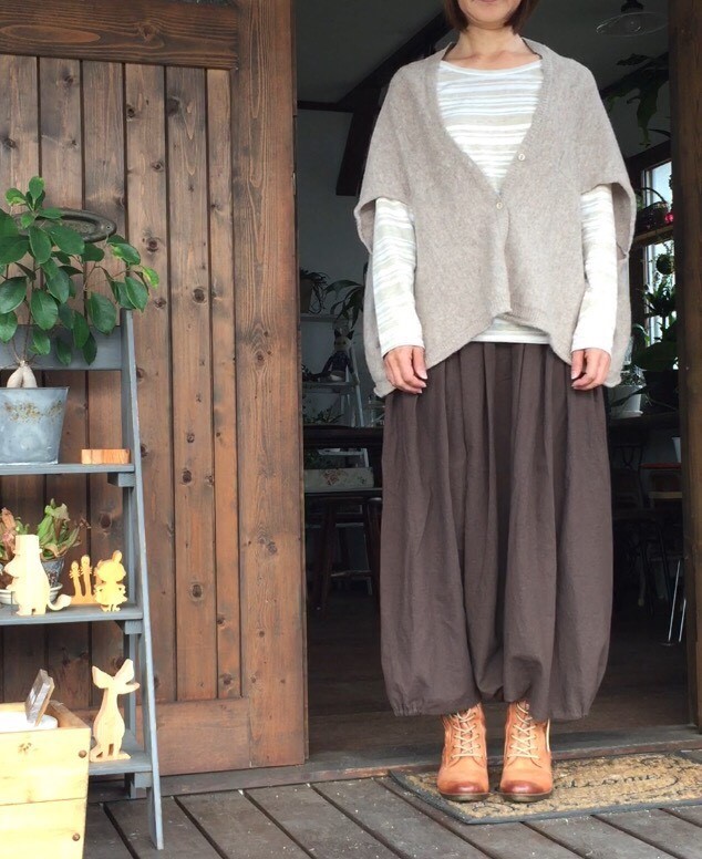かずちゃん＊ハンドメイド＊ サフィランフランスリネン　キャメル　サルエル