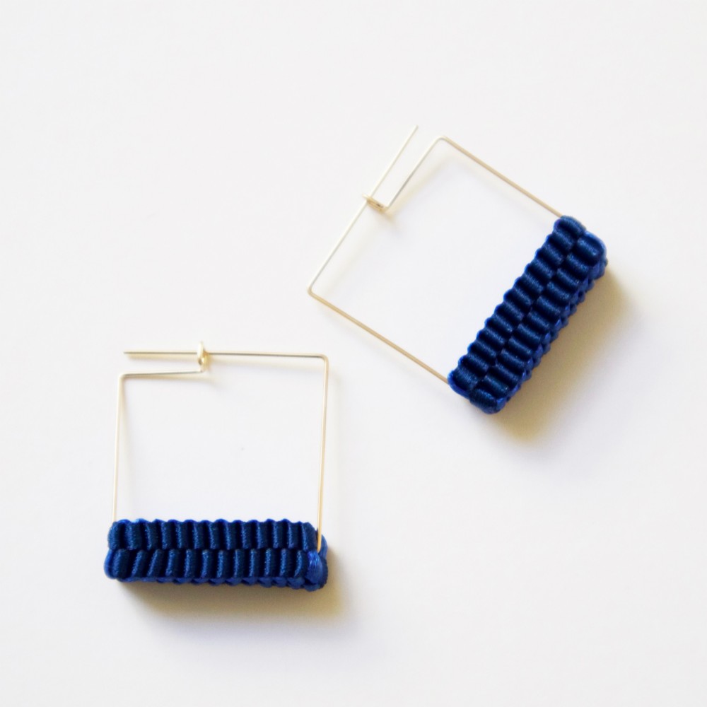 Square/  Pierced Earrings　Blue　ピアス