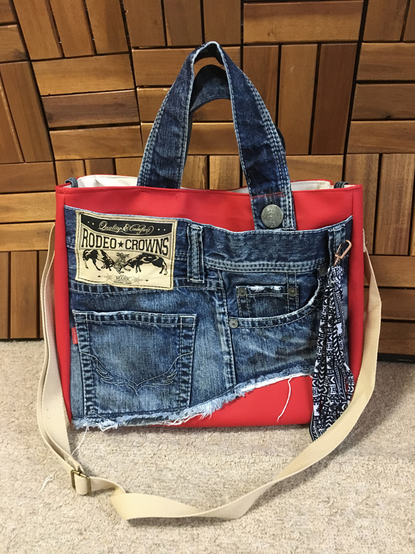 美品 激レア】ルサックアダム ハラコ レザー デニム コンビ