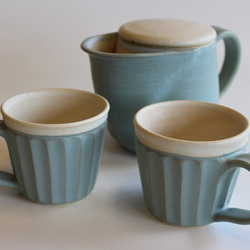 【晋六窯】PELICAN TEA CUP／BLUE（青）可愛い陶器のカップ 3枚目の画像