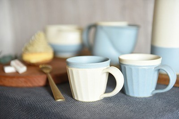 【晋六窯】PELICAN TEA CUP／BLUE（青）可愛い陶器のカップ 5枚目の画像