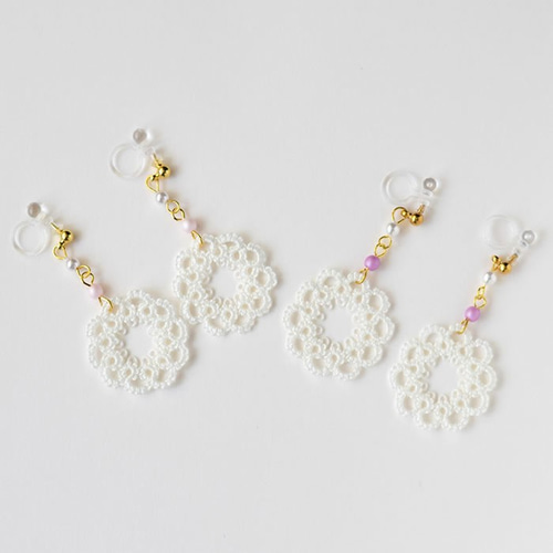 ミニドイリー 花 レース ピアス / イヤリング レースフラワー