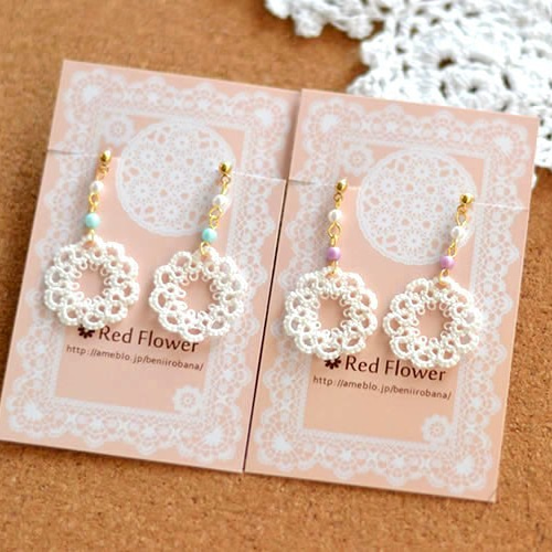 ミニドイリー 花 レース ピアス / イヤリング レースフラワー