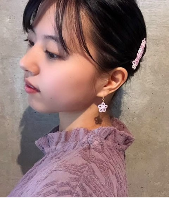 Kobana耳環/耳環（橙色MIX）蕾絲 第4張的照片