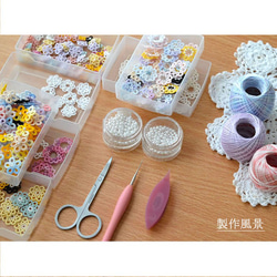 [定做]花束瓦萊塔（白色和粉紅色的混合）蕾絲針織裝飾花邊 第14張的照片
