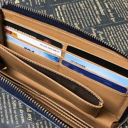人気のネイビーカラー　Ｌ型ラウンドファスナー長財布 3枚目の画像